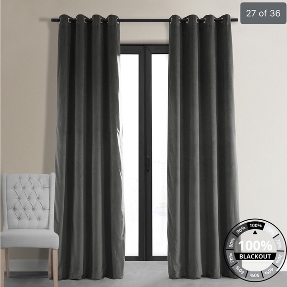 Exclusive Fabrics Signature Blackout Velvet Grommet Curtain Panel - Picture 5 of 10